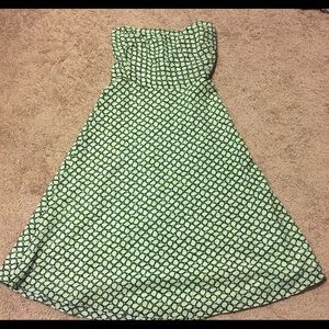 Cute leaf pattern strapless J Crew dress